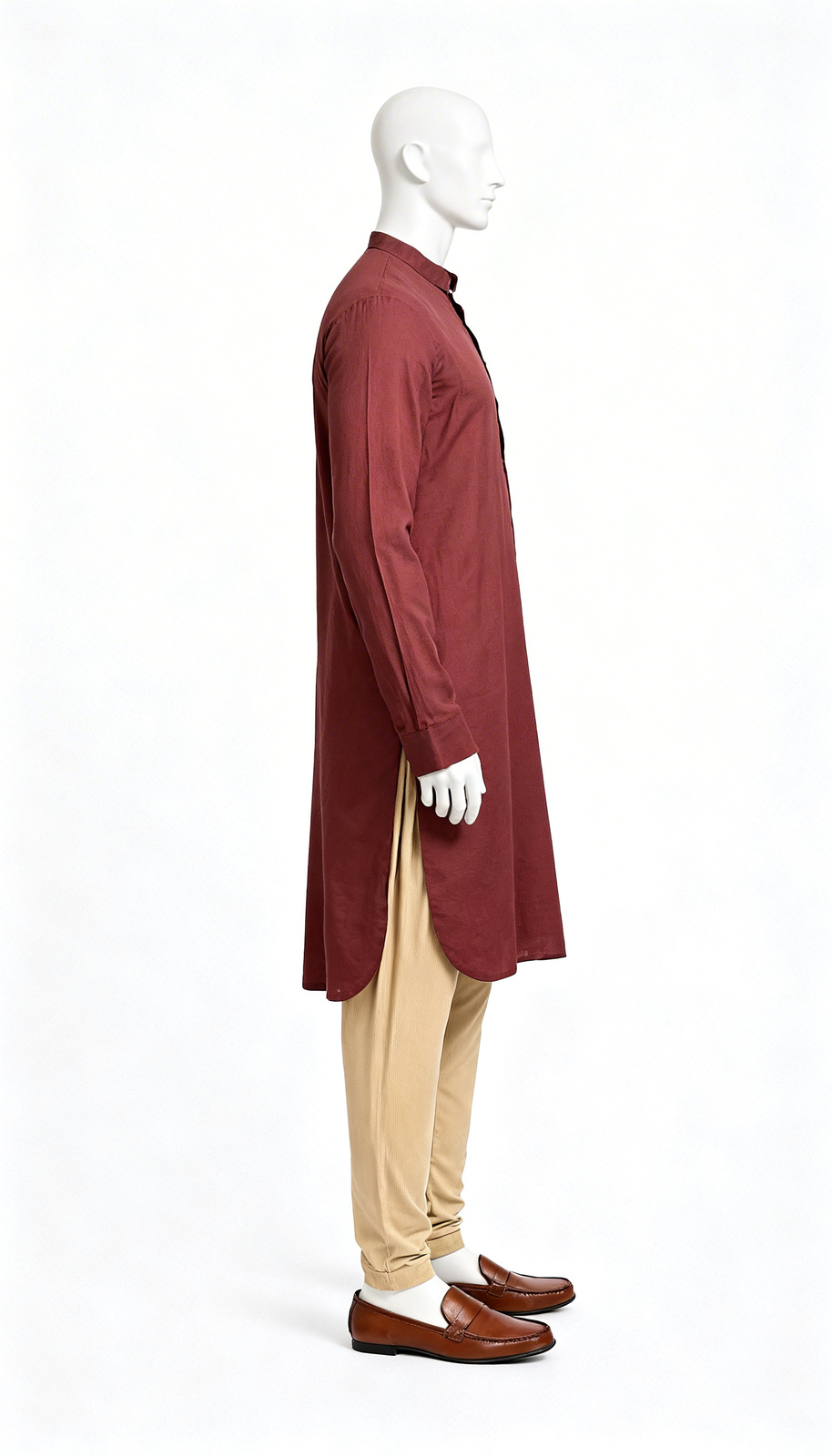 Men Brick Solid Kurta - Image 3