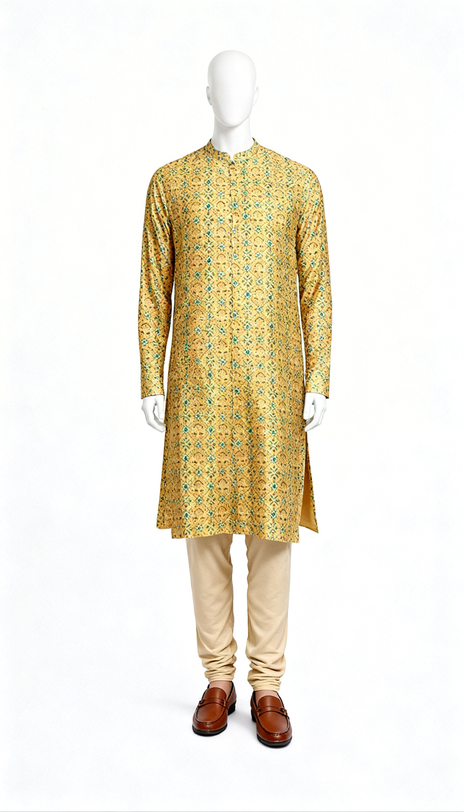 Men Mustard Printed Kurta