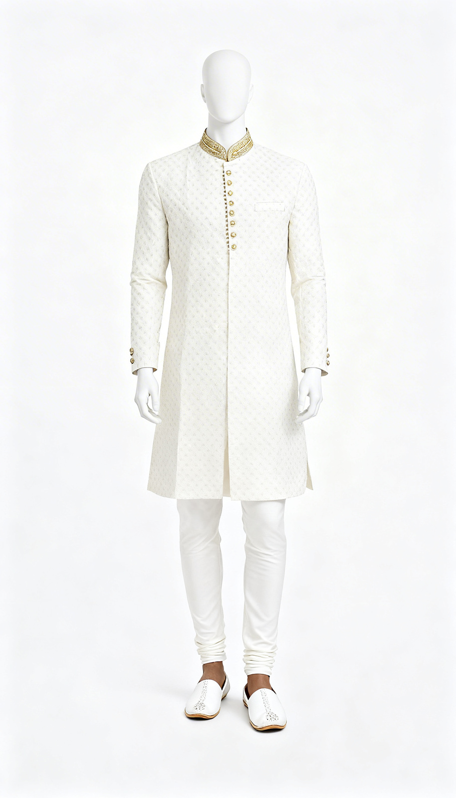 Off White Self Design Sherwani (Worn by Kartik Aaryan in Satyaprem ki Katha)