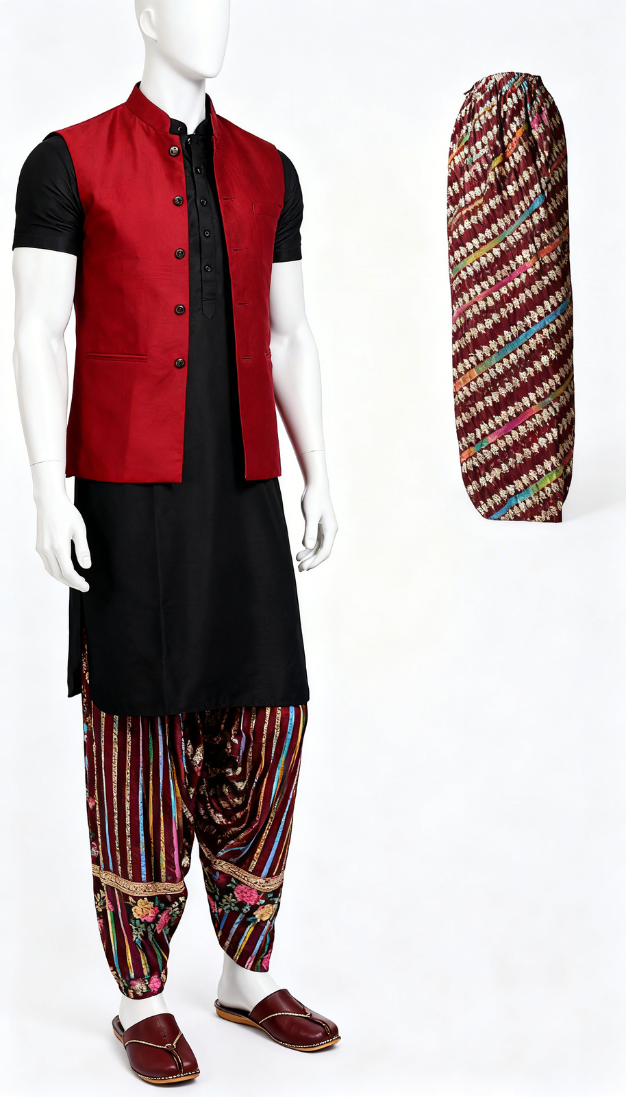 Red Printed Dhoti Pants