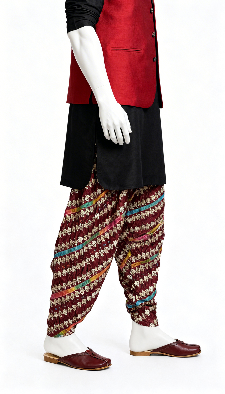 Red Printed Dhoti Pants - Image 3