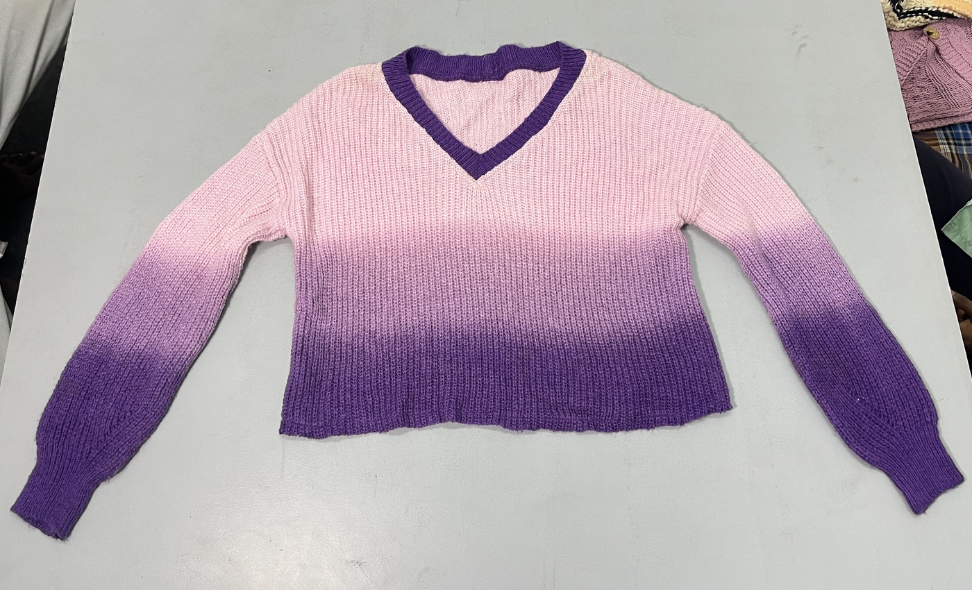 Purple Ombre V Neck Sweater - Image 4