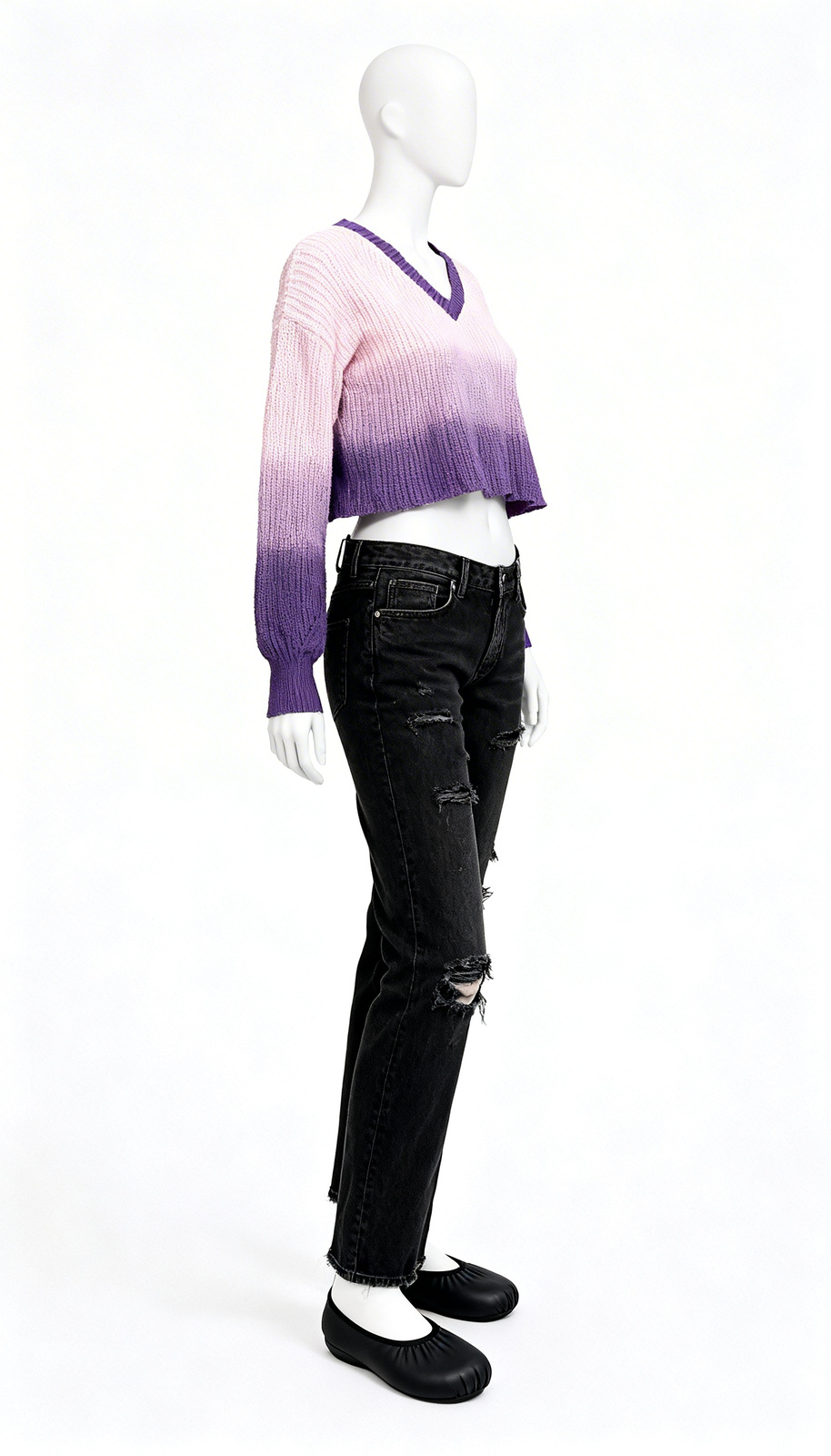 Purple Ombre V Neck Sweater - Image 3