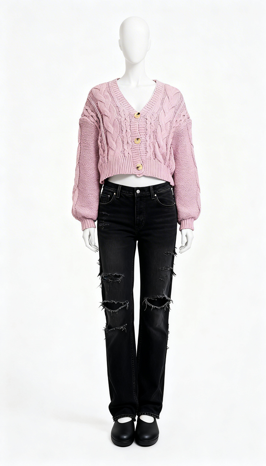 Pink Cable Knit Cardigan