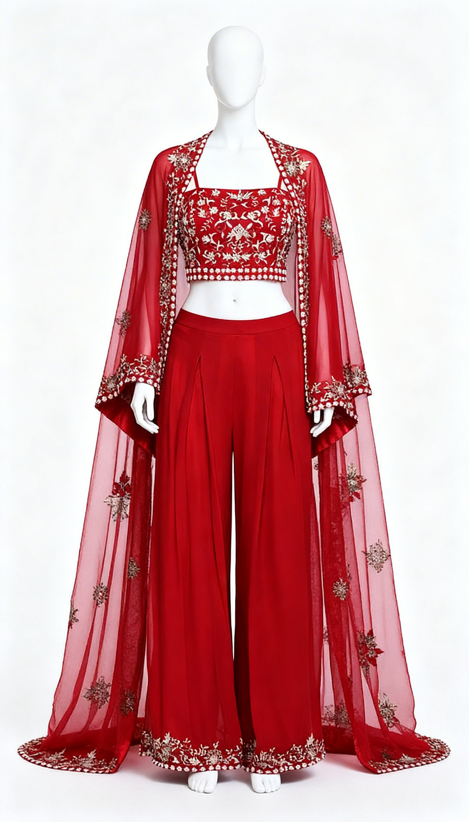 Maroon Cape and Palazzo