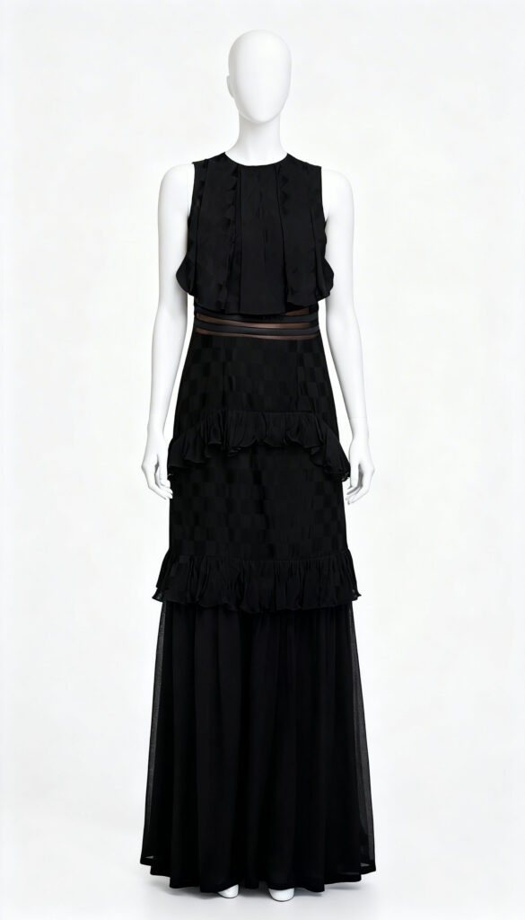Ruffle In Black Western Dress - Costumepeti