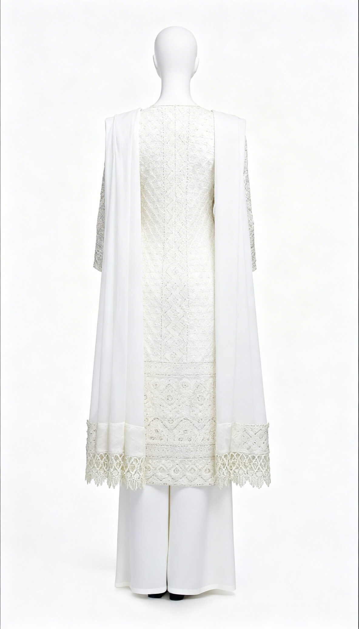 Ivory Chikenkaari Kurta with Sharara Set - Costumepeti