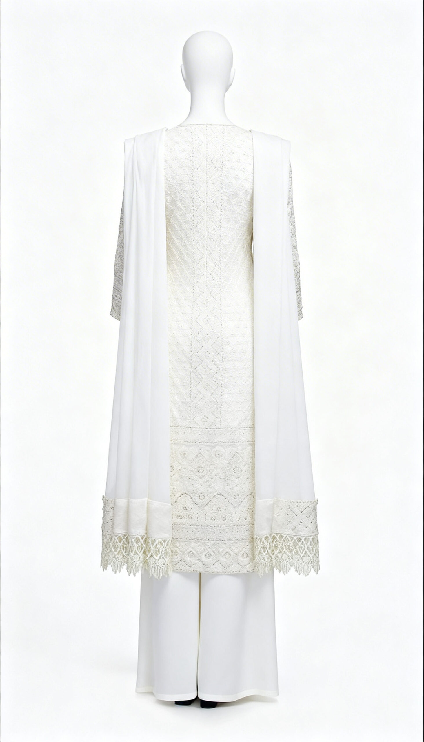 Ivory Chikenkaari Kurta with Sharara Set - Costumepeti