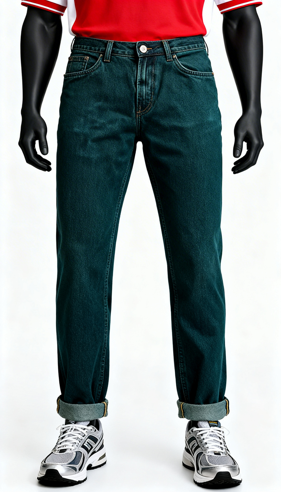 Dark Green Straight Jeans