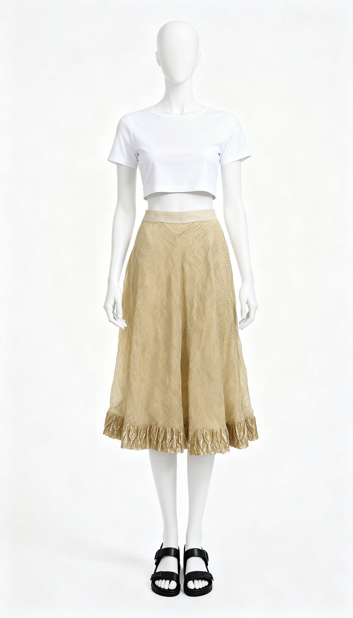 Golden Shimmer Ethnic Flared Skirt
