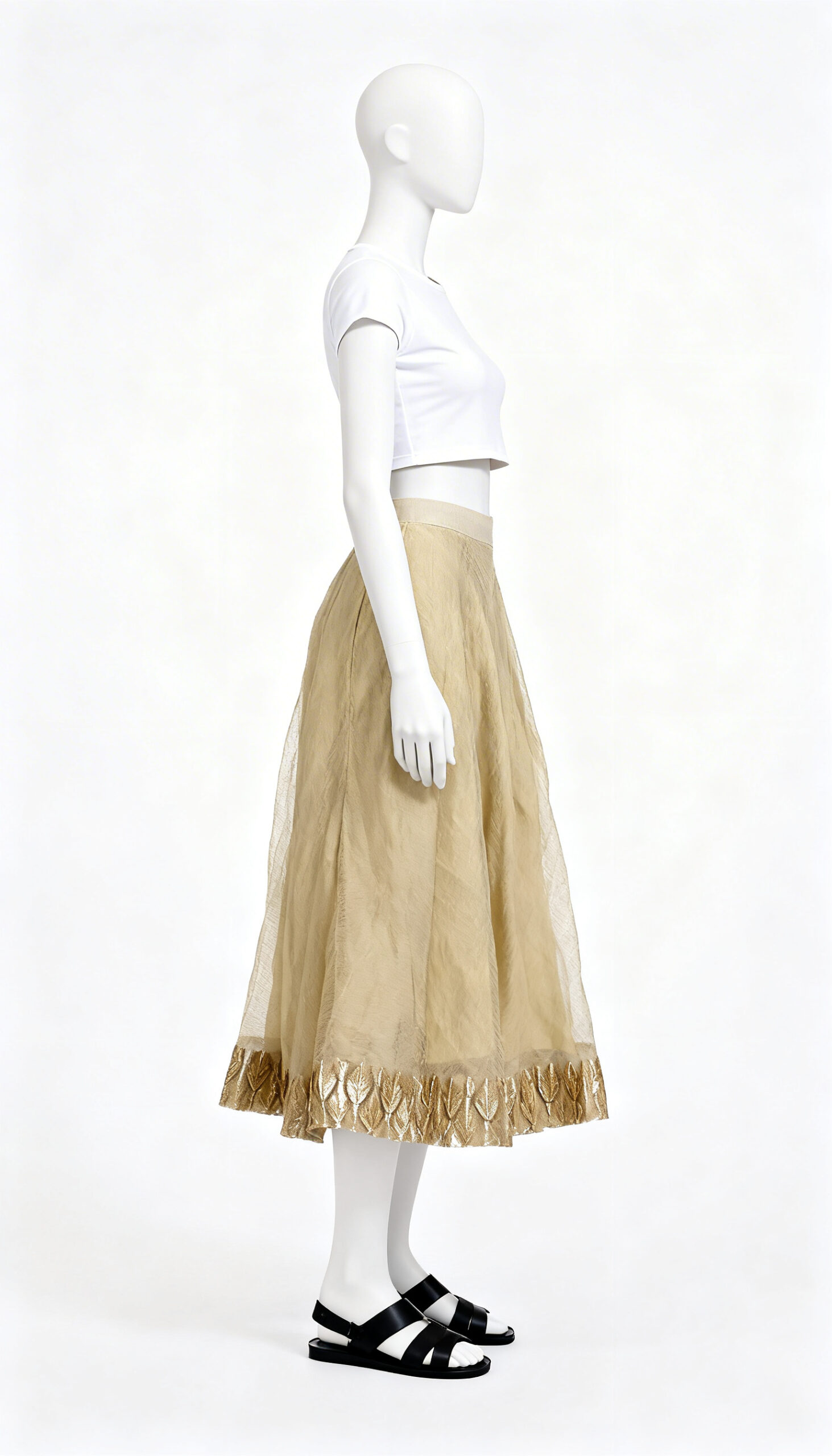 Golden Shimmer Ethnic Flared Skirt - Image 4