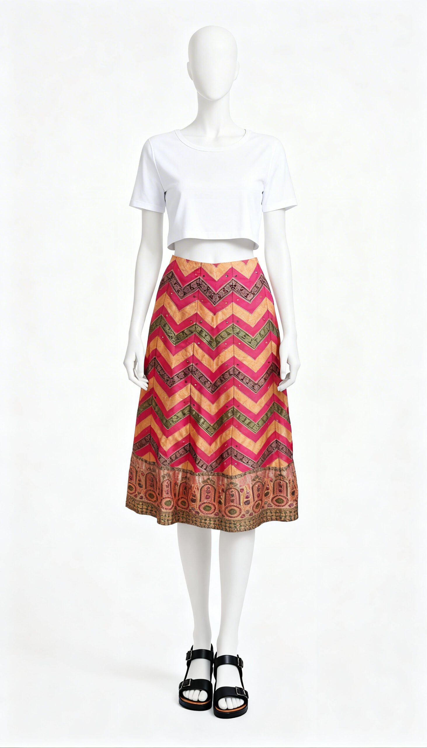 Multicolour Ethnic Chevron Festive Skirt