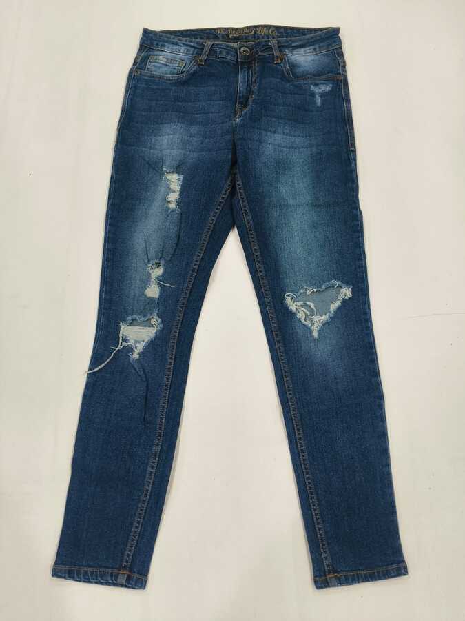 Dark Blue Distressed Slim Jeans