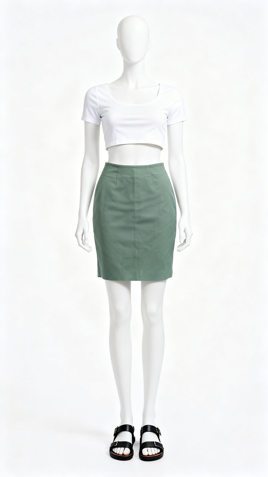 Sage Green Formal Pencil Skirt