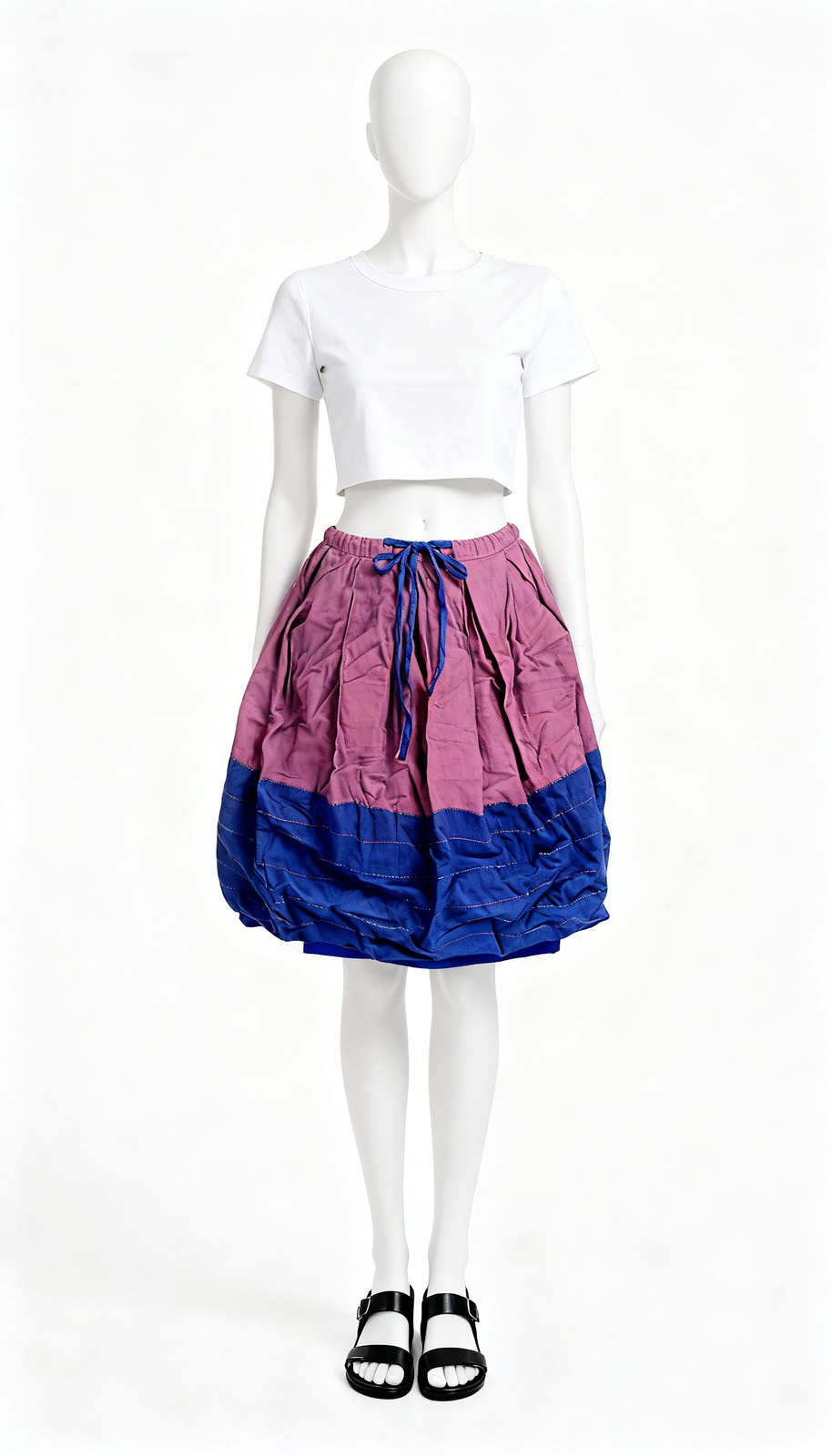 Purple Blue Cotton Flared Skirt