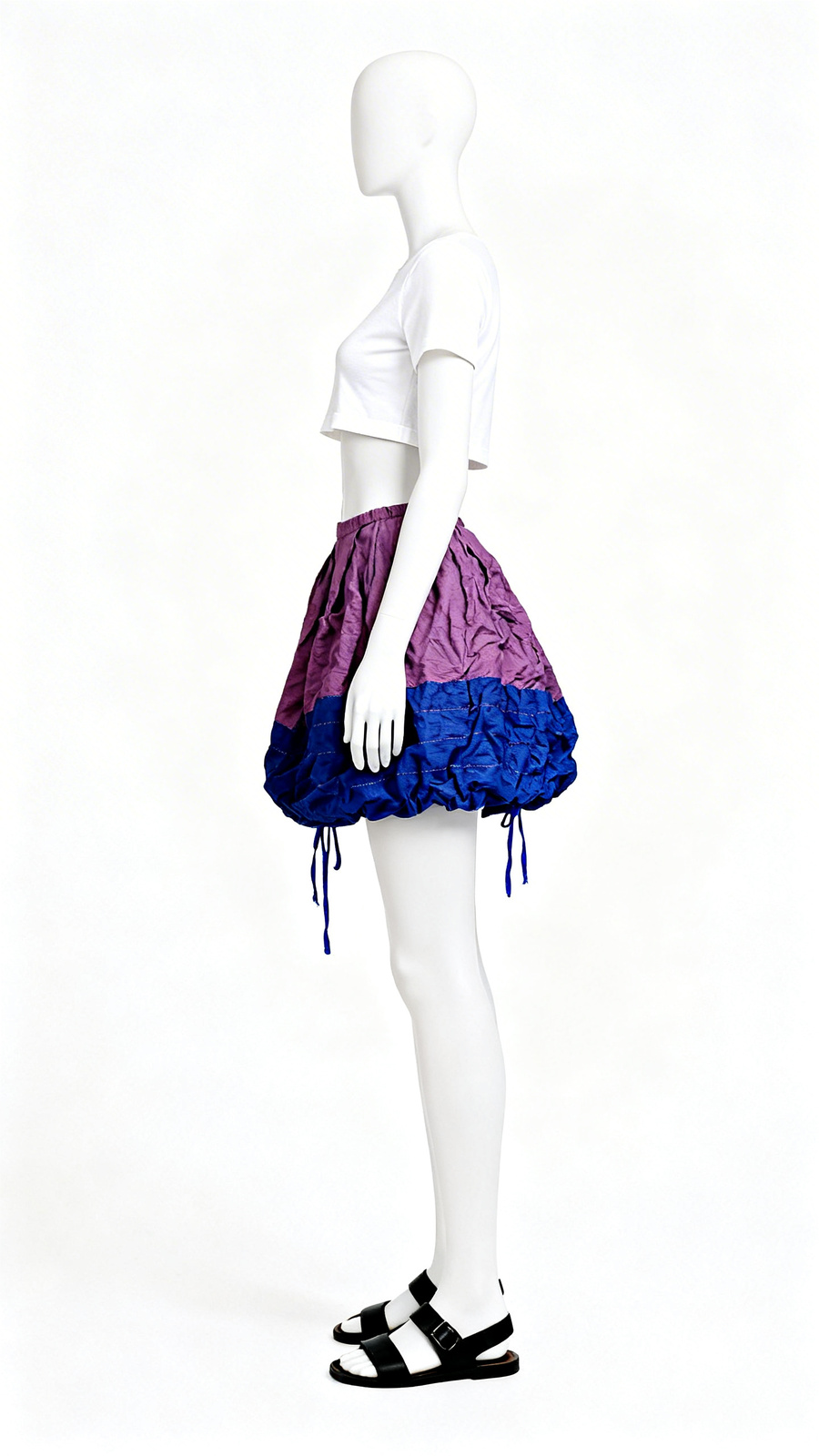 Purple Blue Cotton Flared Skirt - Image 3