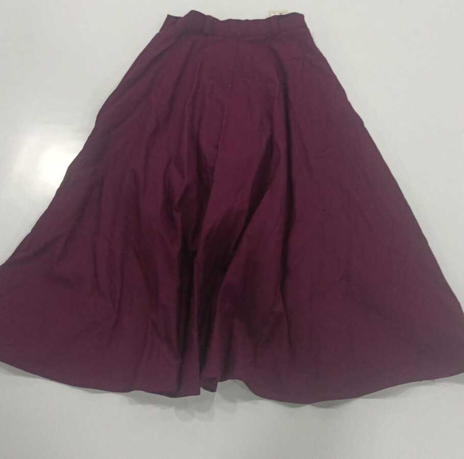 Maroon Solid Flared Midi Skirt (Copy) - Image 4