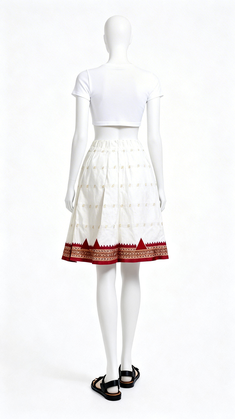 Cream Golden Motif Ethnic Skirt