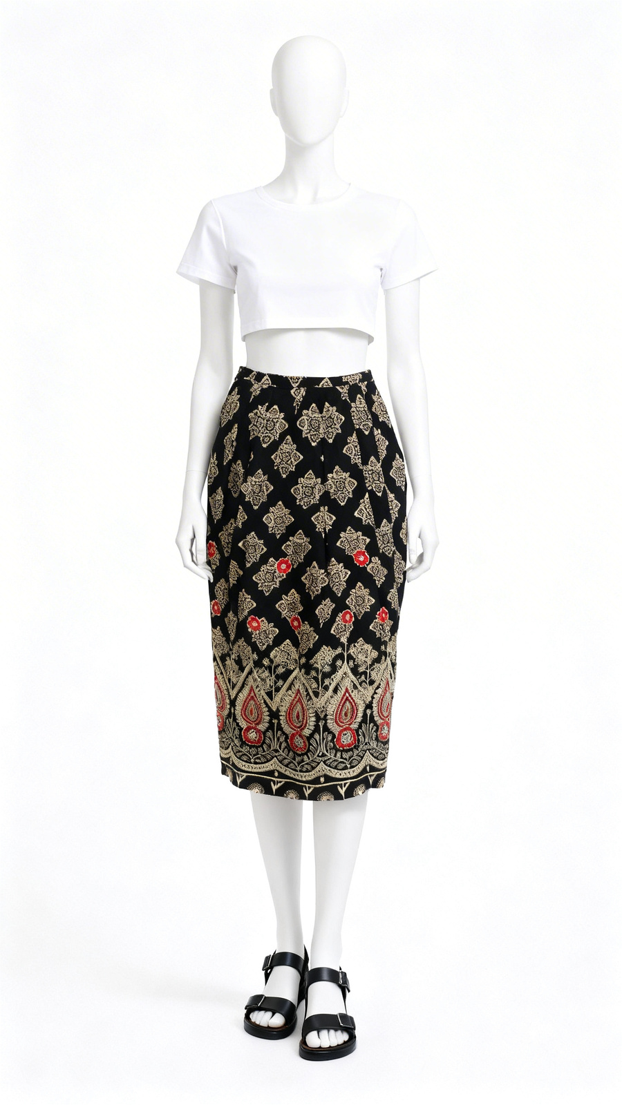 Black Golden Ethnic Printed Skirt