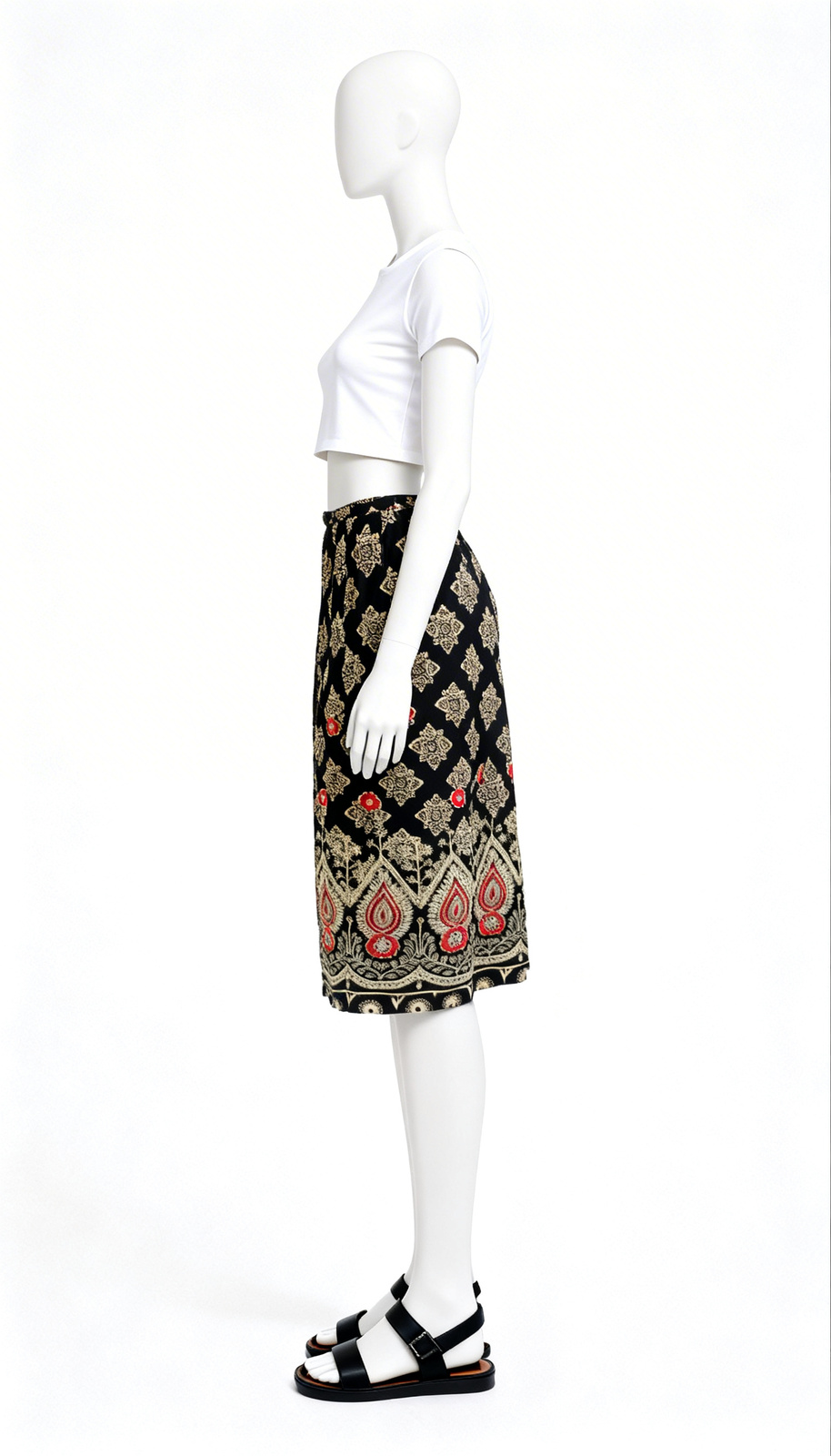 Black Golden Ethnic Printed Skirt - Image 3