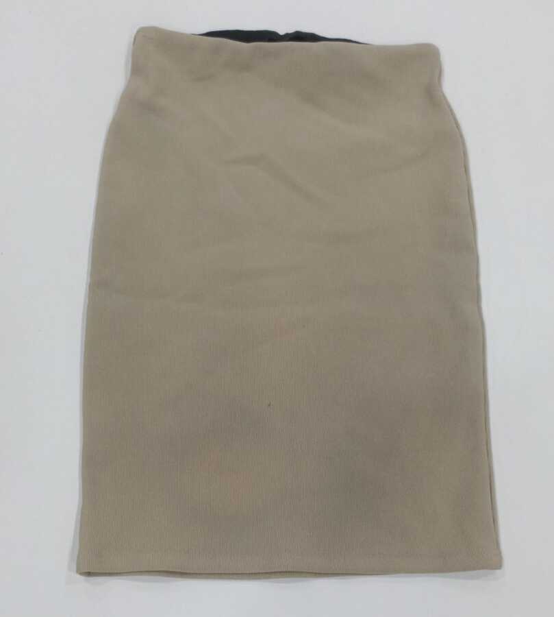 Beige Solid Formal Pencil Skirt - Image 4