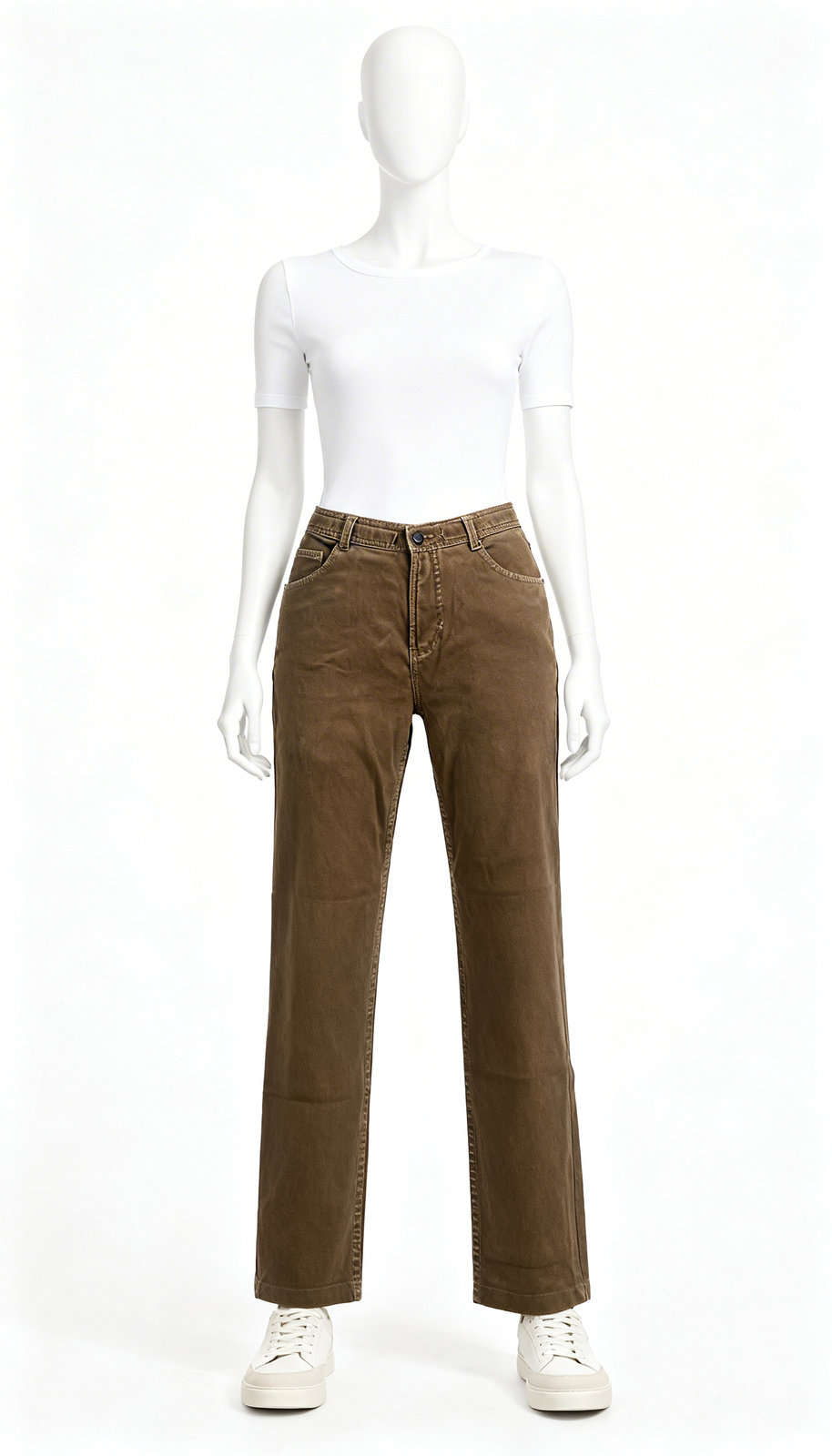 Olive Brown Casual Cotton Jeans