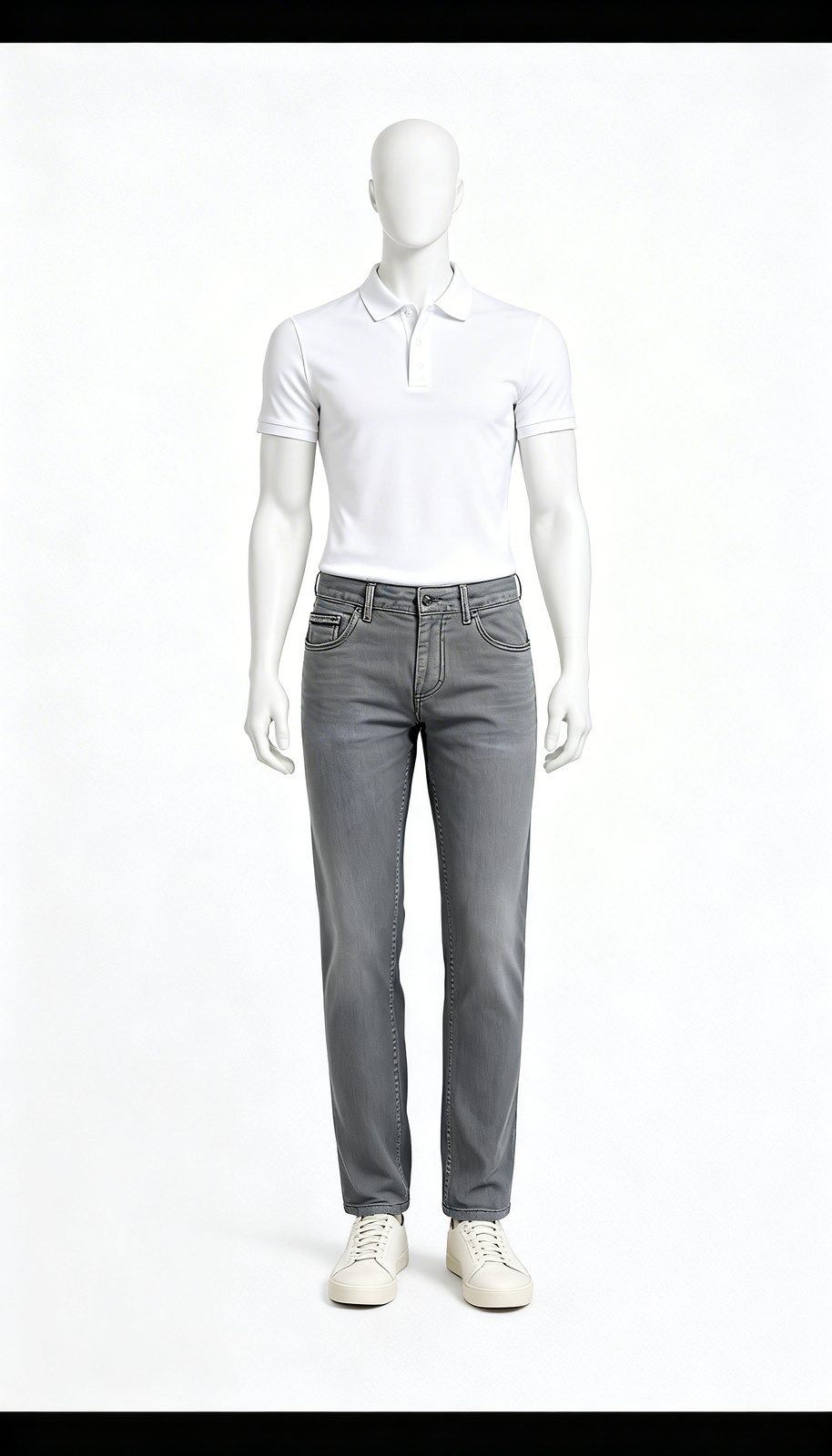 Solid Grey Straight Fit Jeans