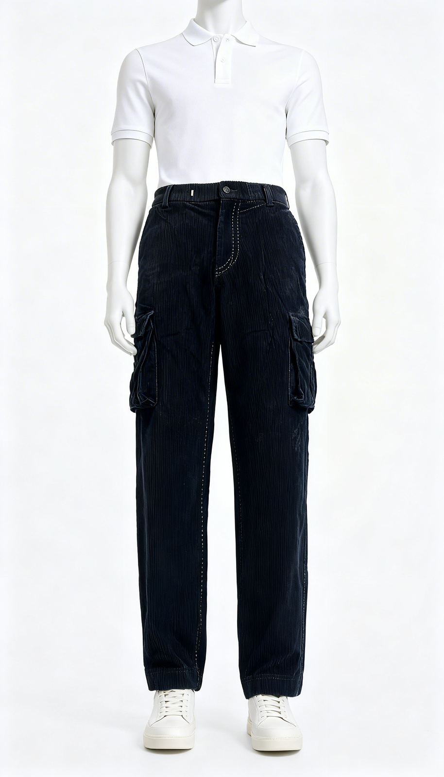 Black Corduroy Multi Pocket Jeans - Image 4