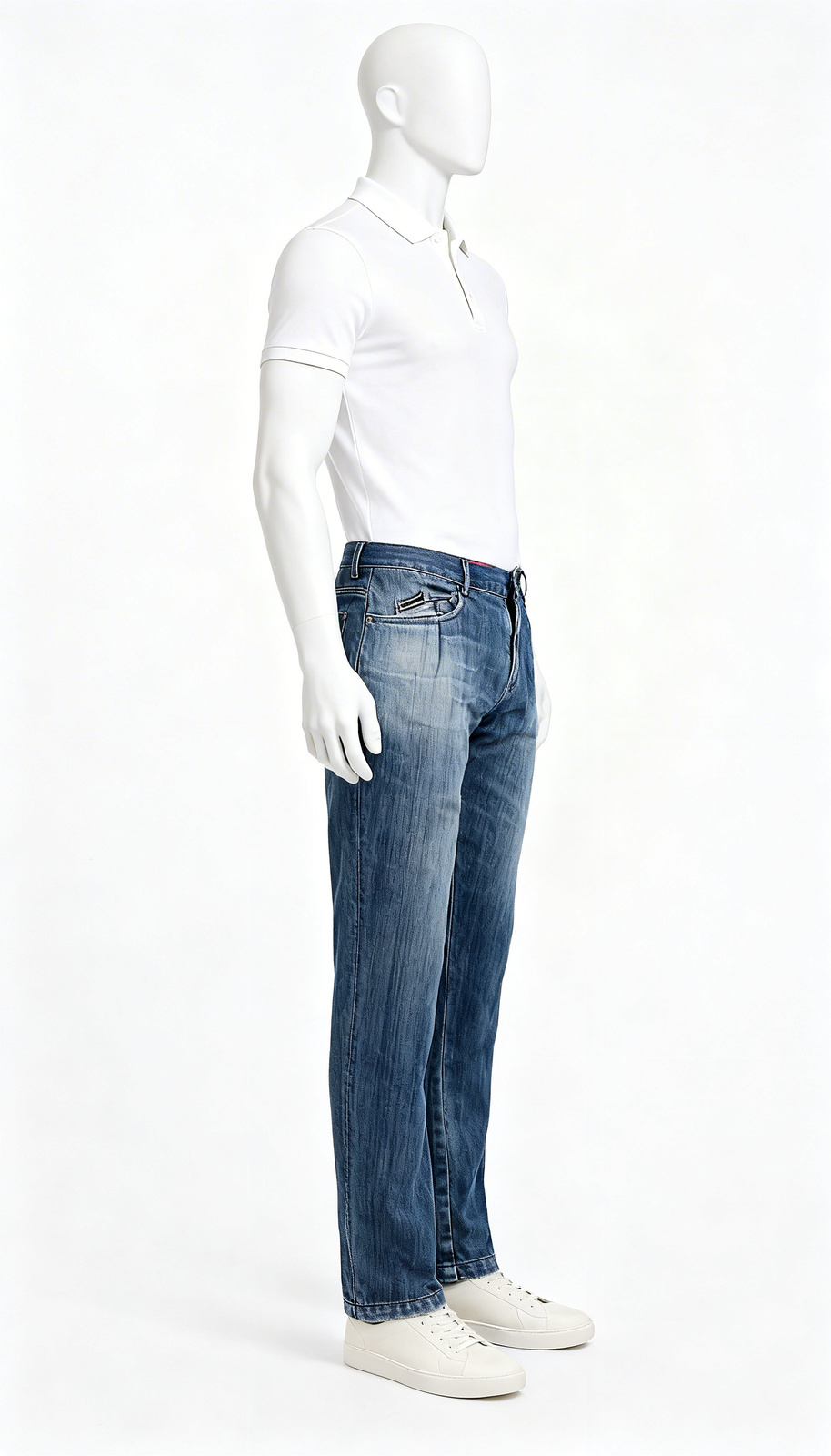 Washed Blue Straight Fit Jeans - Image 3