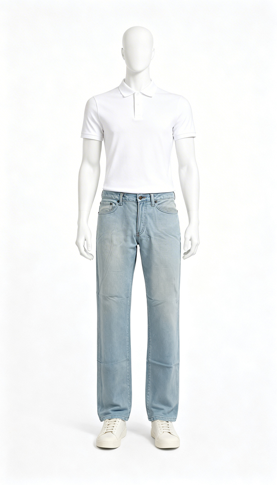 Light Blue Casual Straight Jeans