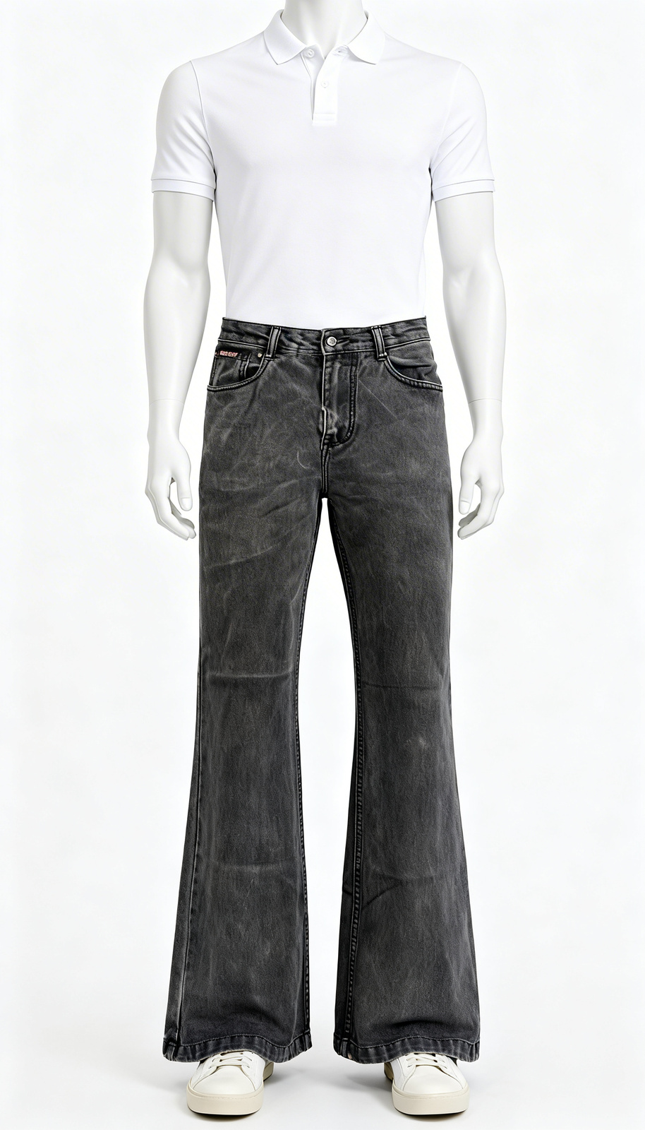 Charcoal Flared Denim Jeans - Image 4