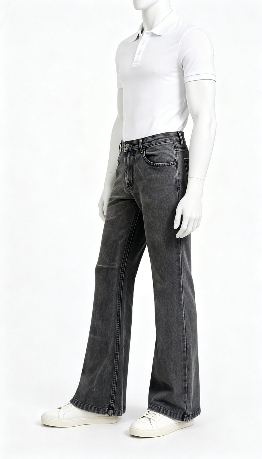 Charcoal Flared Denim Jeans - Image 3