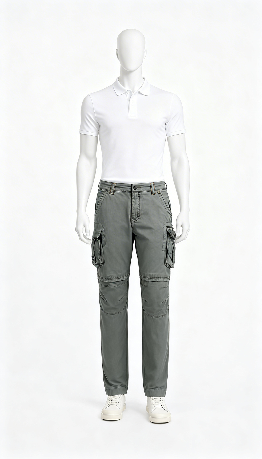 Grey Multi-Pocket Cargo Jeans