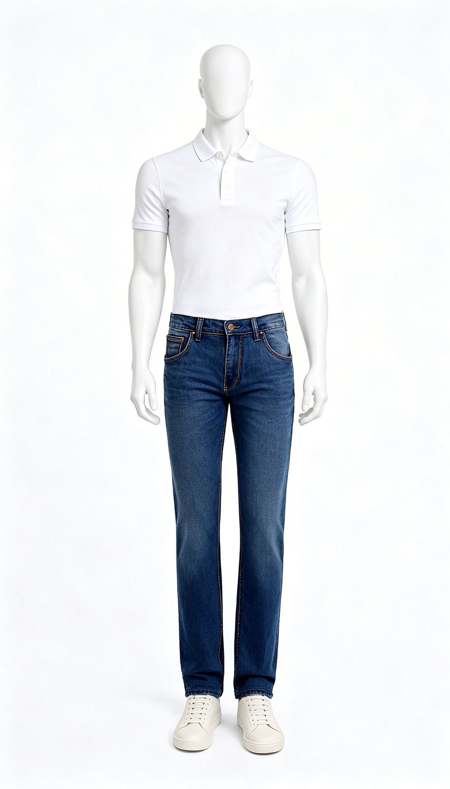 Blue Straight Fit Embroidered Jeans
