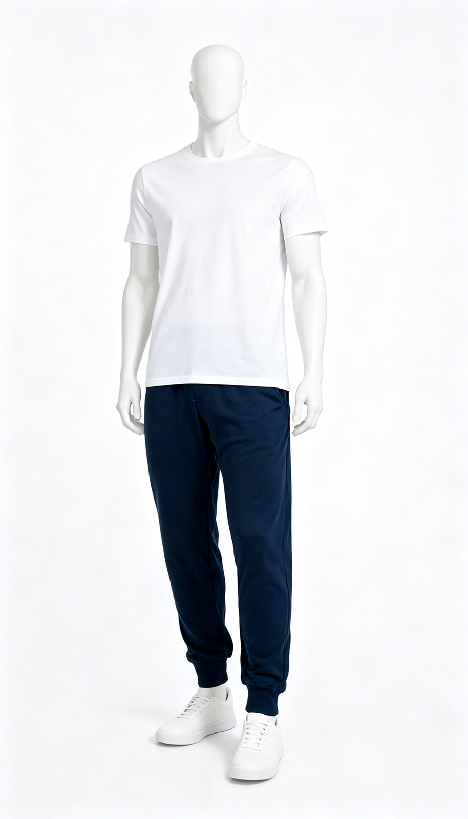 Navy Blue Tapered Cuffed Joggers - Image 4