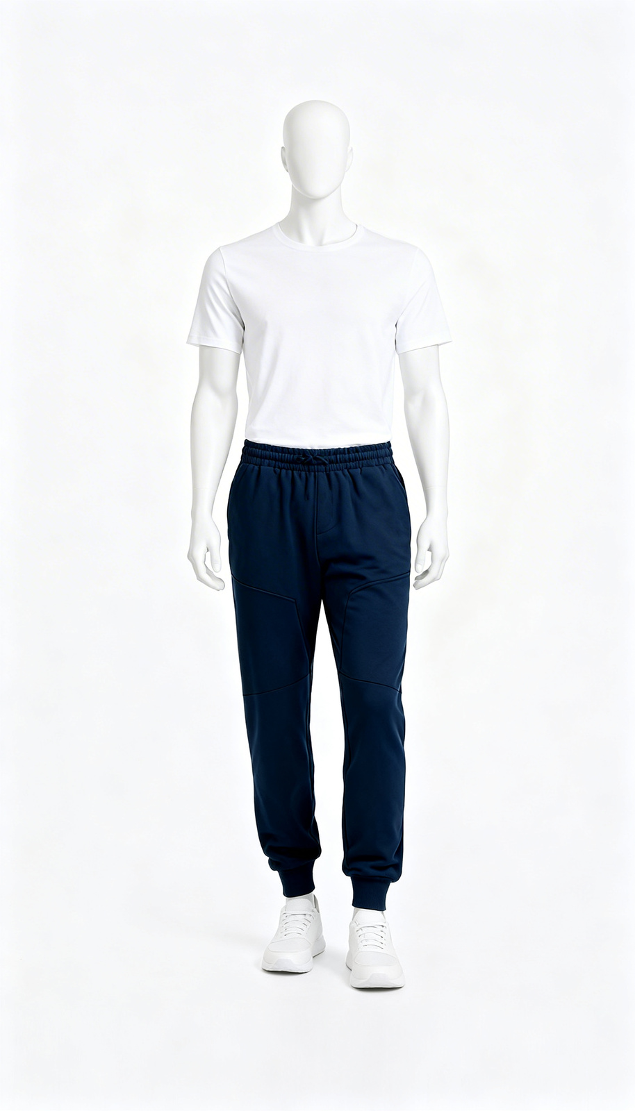 Navy Blue Tapered Cuffed Joggers