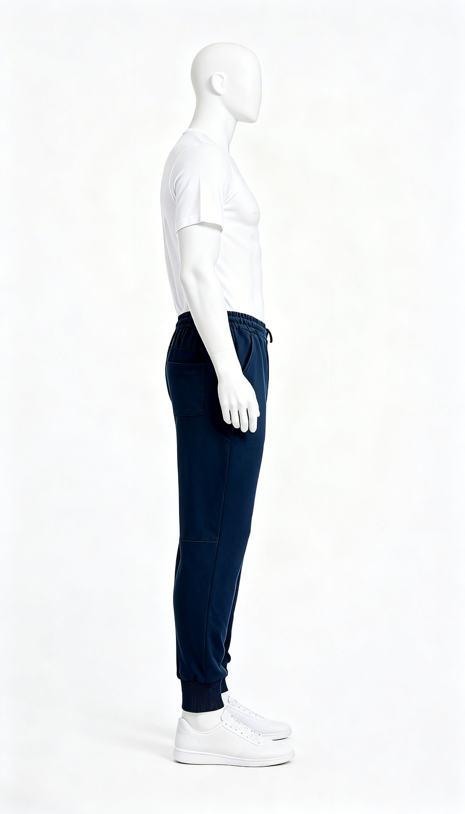 Navy Blue Tapered Cuffed Joggers - Image 3