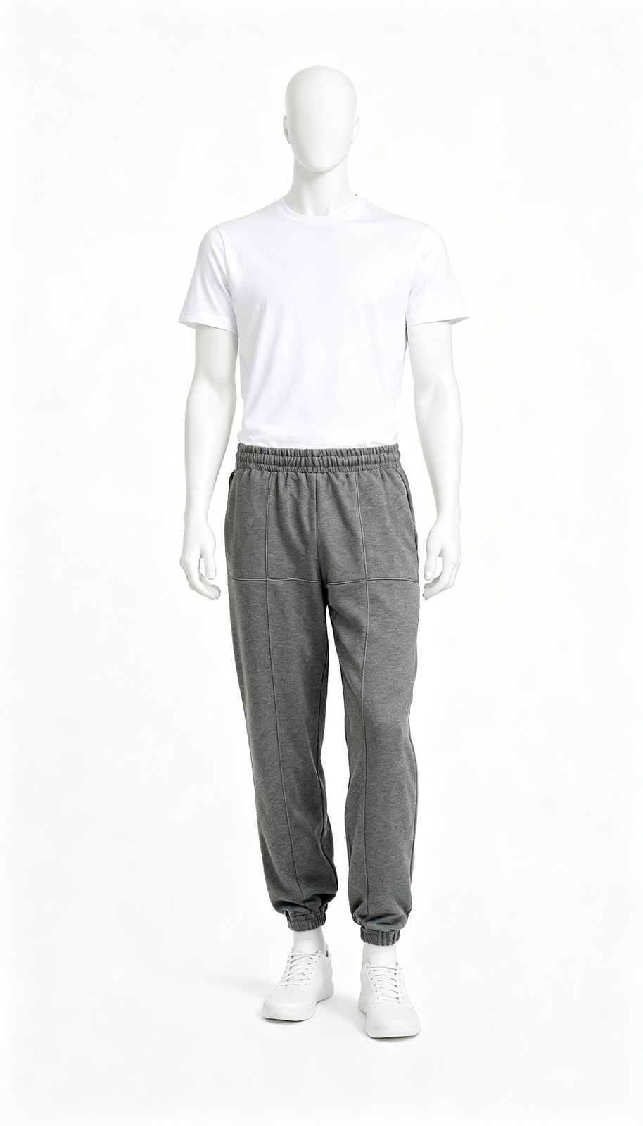 Men’s Solid Grey Relaxed-Fit Track Pants