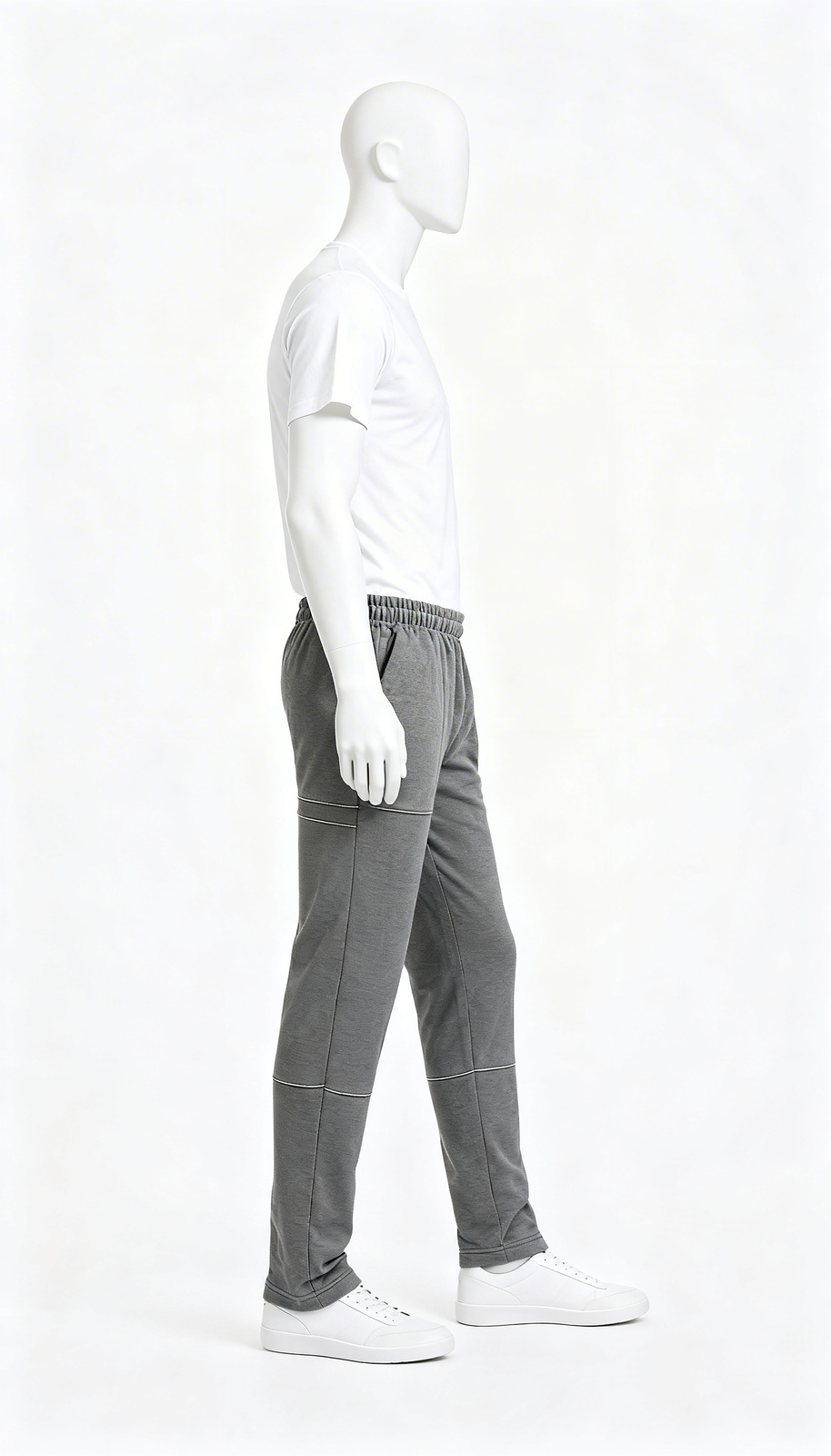 Men’s Solid Grey Relaxed-Fit Track Pants - Image 3
