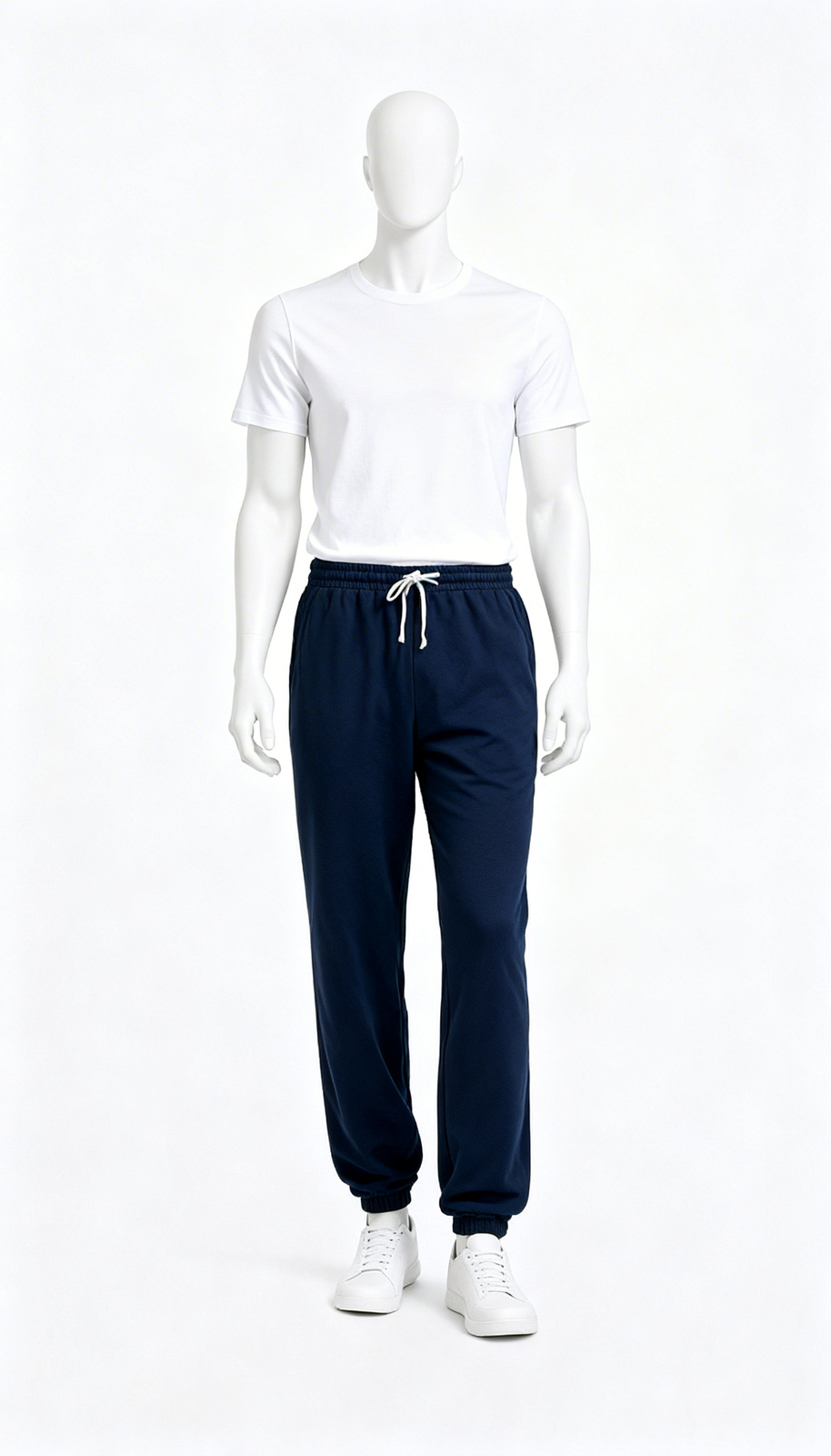 Navy Blue Relaxed Fit Cotton Track Pants