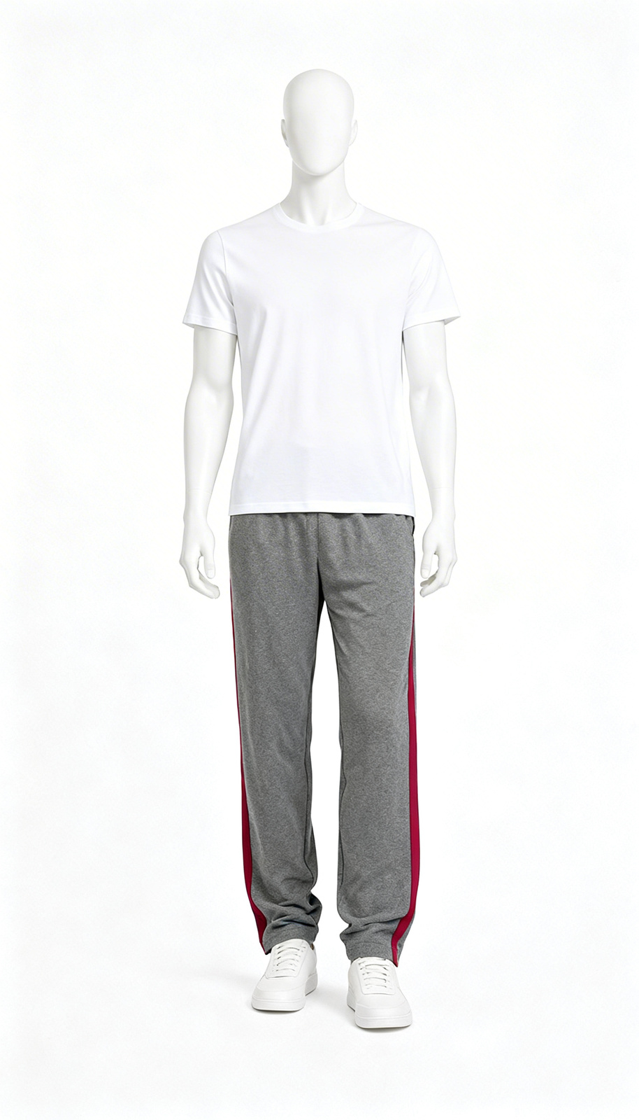 Grey Relaxed Fit Track Pants with Red Side Tape