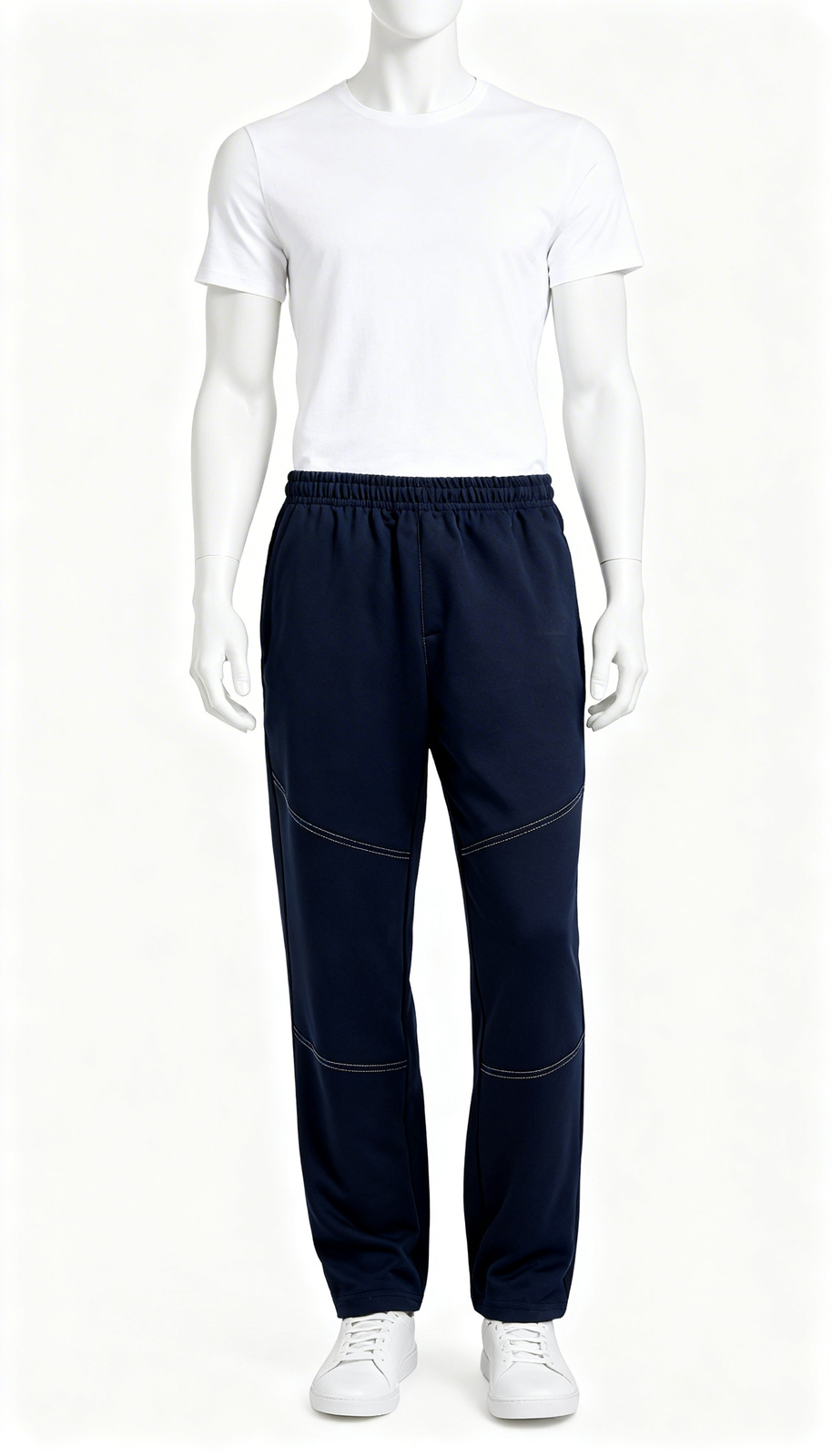 Men’s Navy Relaxed-Fit Solid Track Pants - Image 4