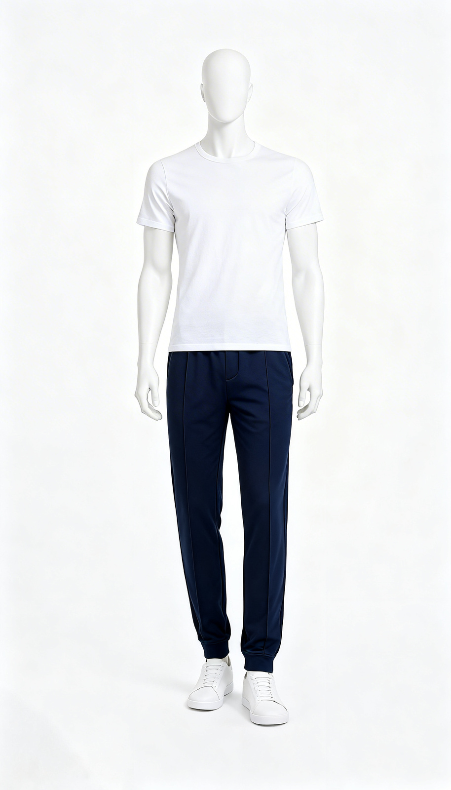 Men’s Navy Relaxed-Fit Solid Track Pants