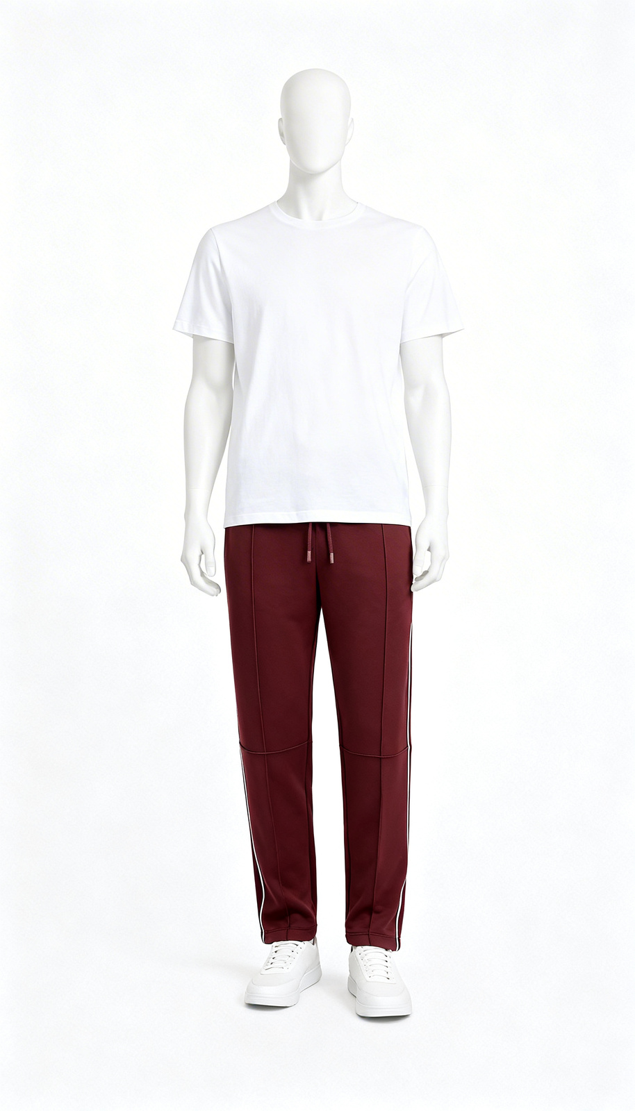 Maroon Athleisure Side-Striped Jogger Pants