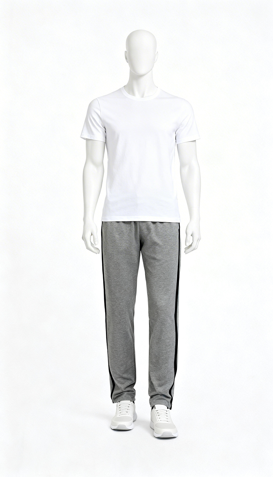 Men’s Grey Relaxed-Fit Track Pants with Side Piping