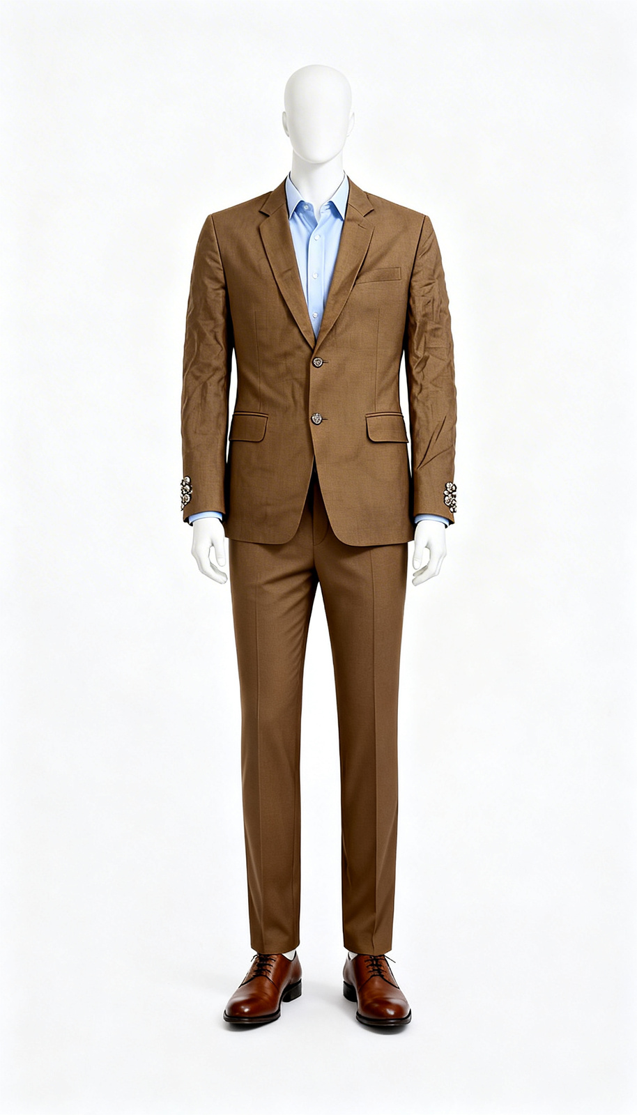 Brown Classic Two-Button Formal Blazer