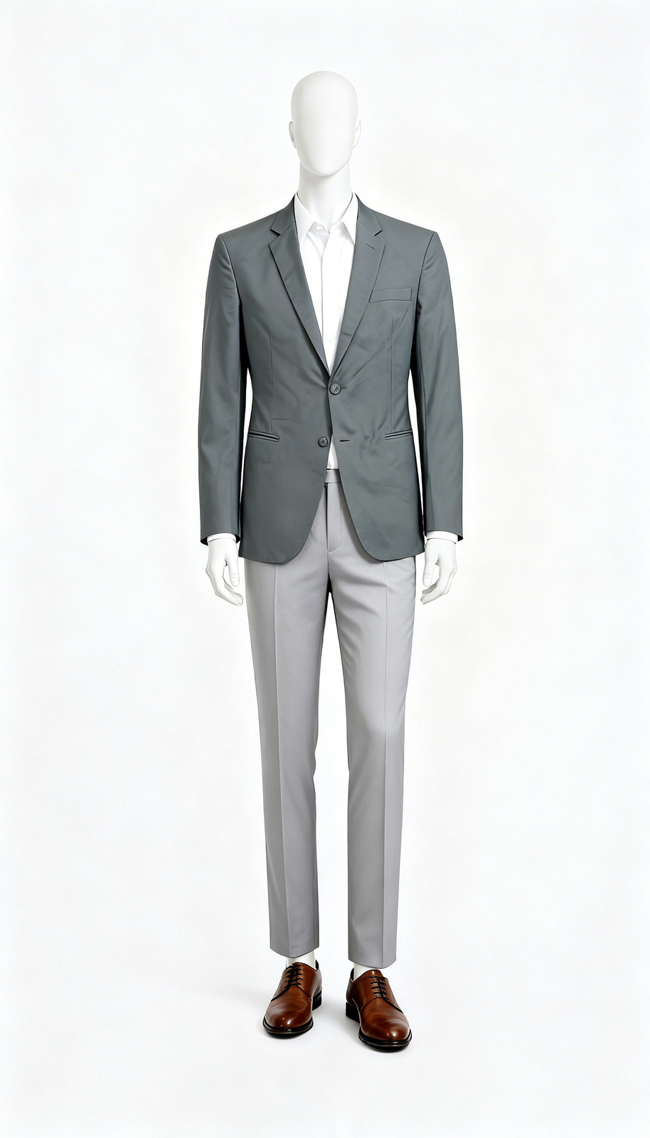 Steel Grey Two-Button Formal Blazer