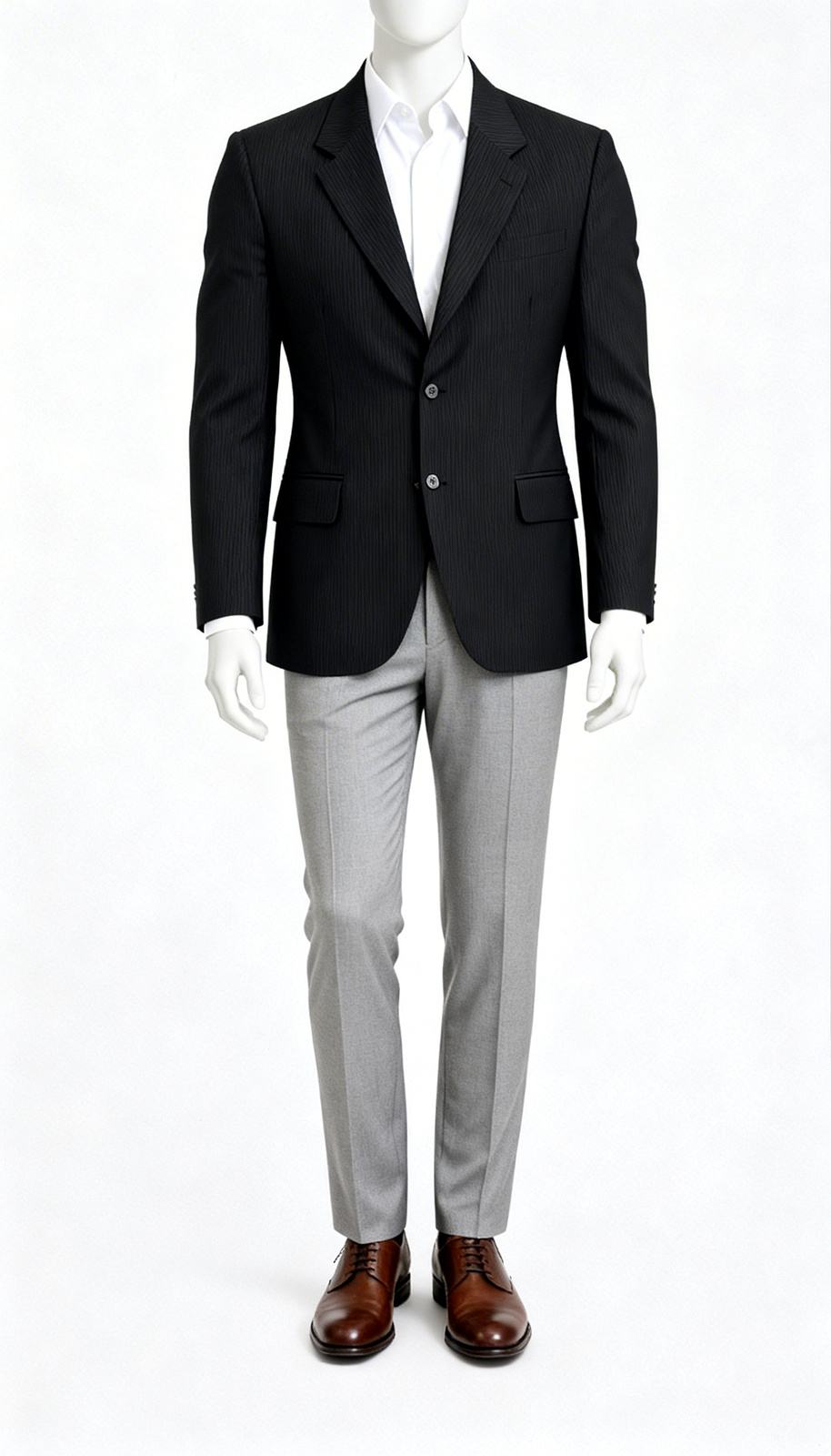 Black Pinstripe Single-Breasted Blazer