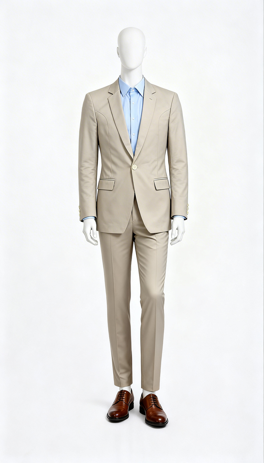 Beige Single Button Formal Blazer