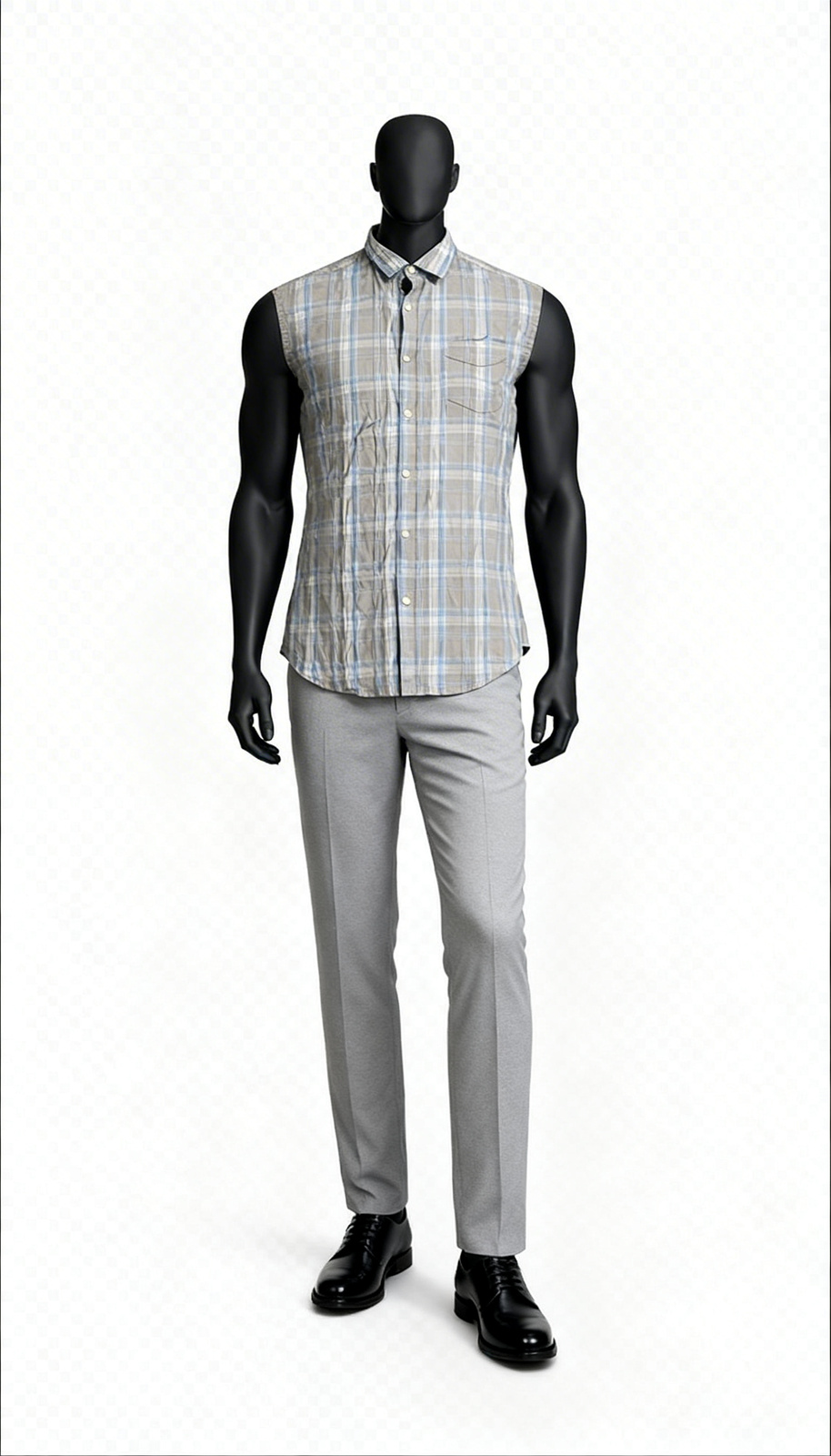 Men Beige Blue Check Shirt